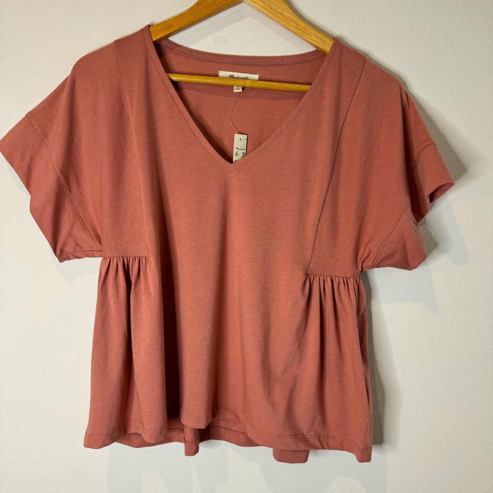 Madewell rose colored Supima Cotton Flutter-Sleeve Tee - sz S - NWT